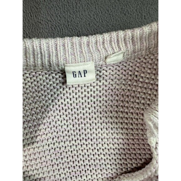Gap Long Sleeve Open Front Cardigan Sweater Women Size Small Pink/white - Picture 4 of 5